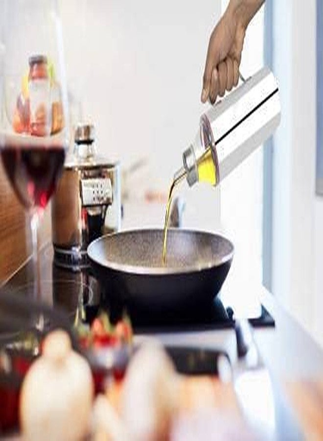 DARAZ موزع زيت داراز من الفولاذ المقاوم للصدأ مع فوهة | وعاء زيت | صبّاب زيت | قدر زيت | علبة زيت | زجاجة زيت بمقبض (1 لتر) - Image 3